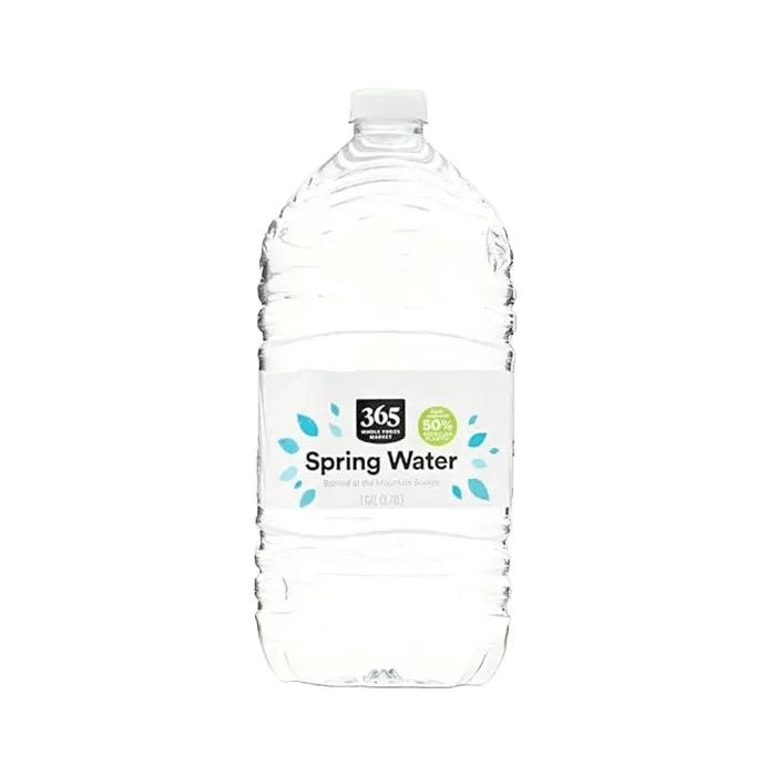 365 Whole Foods Spring Water Plymouth Plastic Bottle