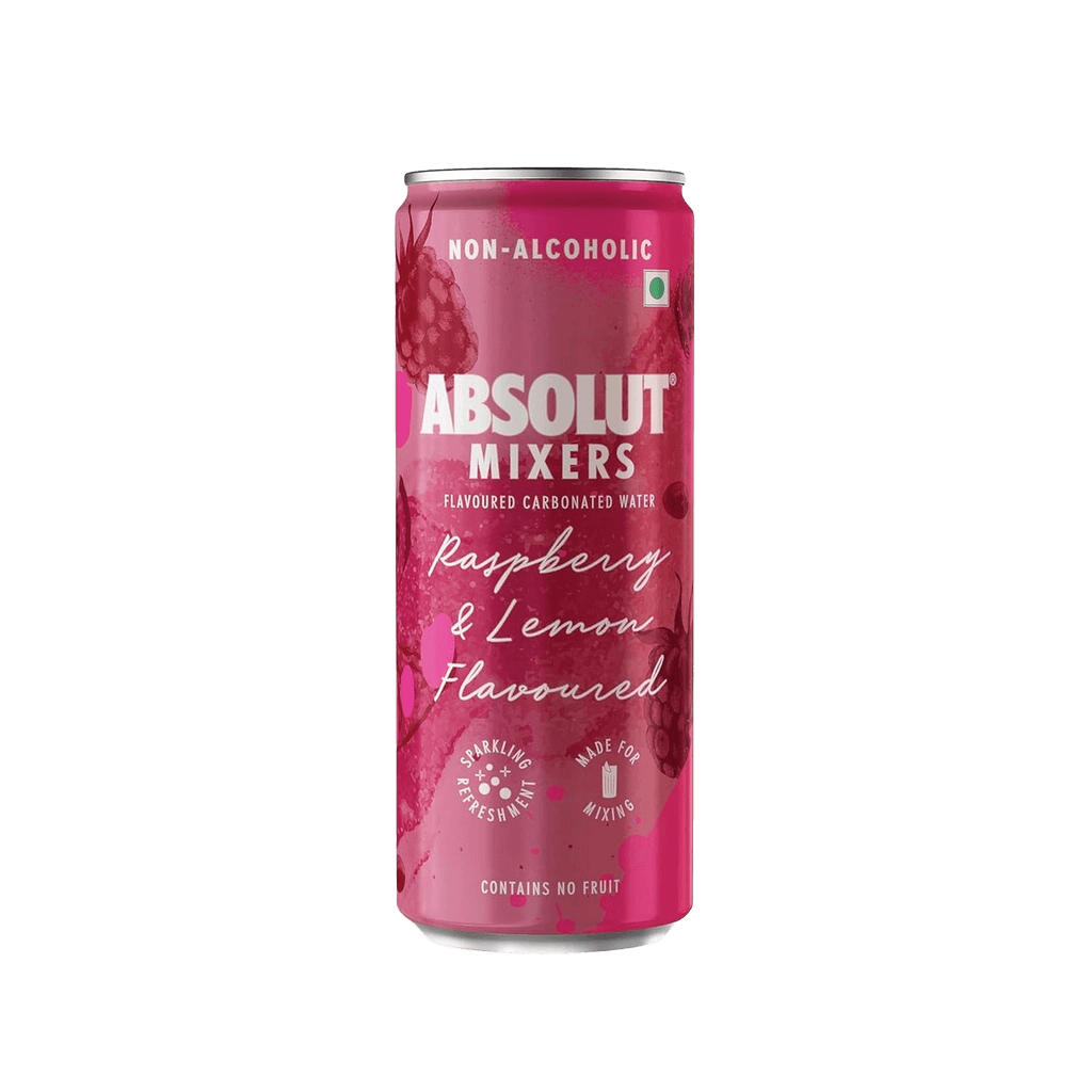Absolut Mixers Flavoured Carbonated Water Raspberry & Lemon can