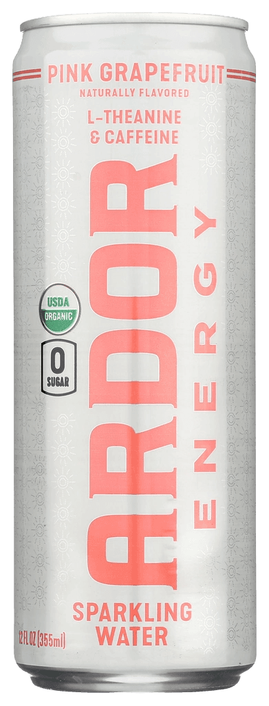 Ardor Energy Organic Sparkling Water Pink Grapefruit can