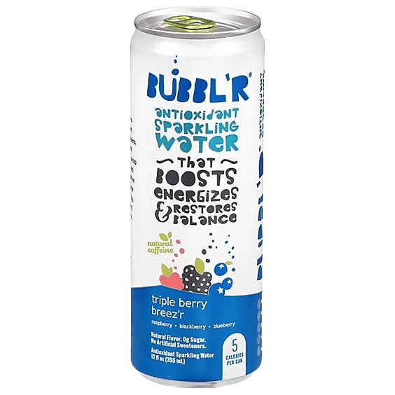 BUBBL'R R Bubbl r Triple Berry Antioxidant Sparkling Water with a Boost of Caffeine