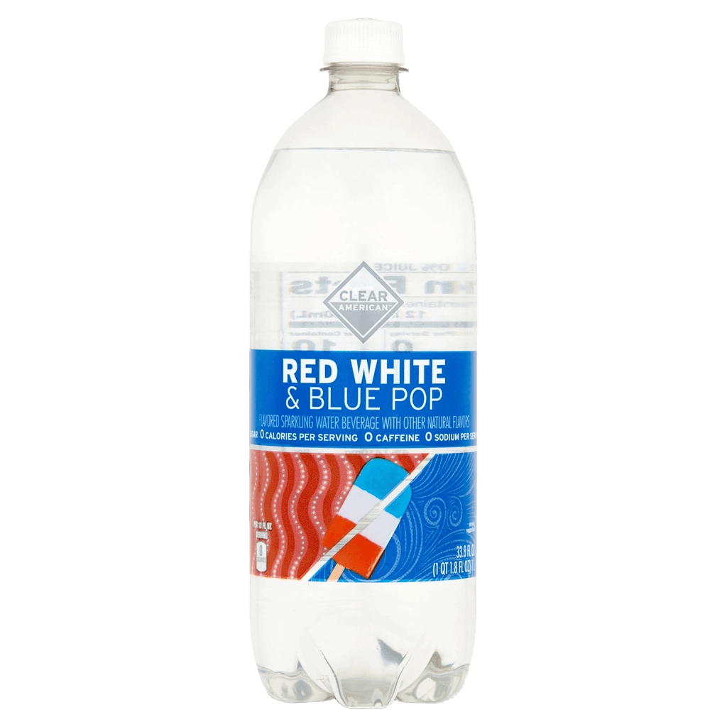 CLEAR AMERICAN RED WHITE & BLUE POP COLD SPARKLING WATER BEVERAGE