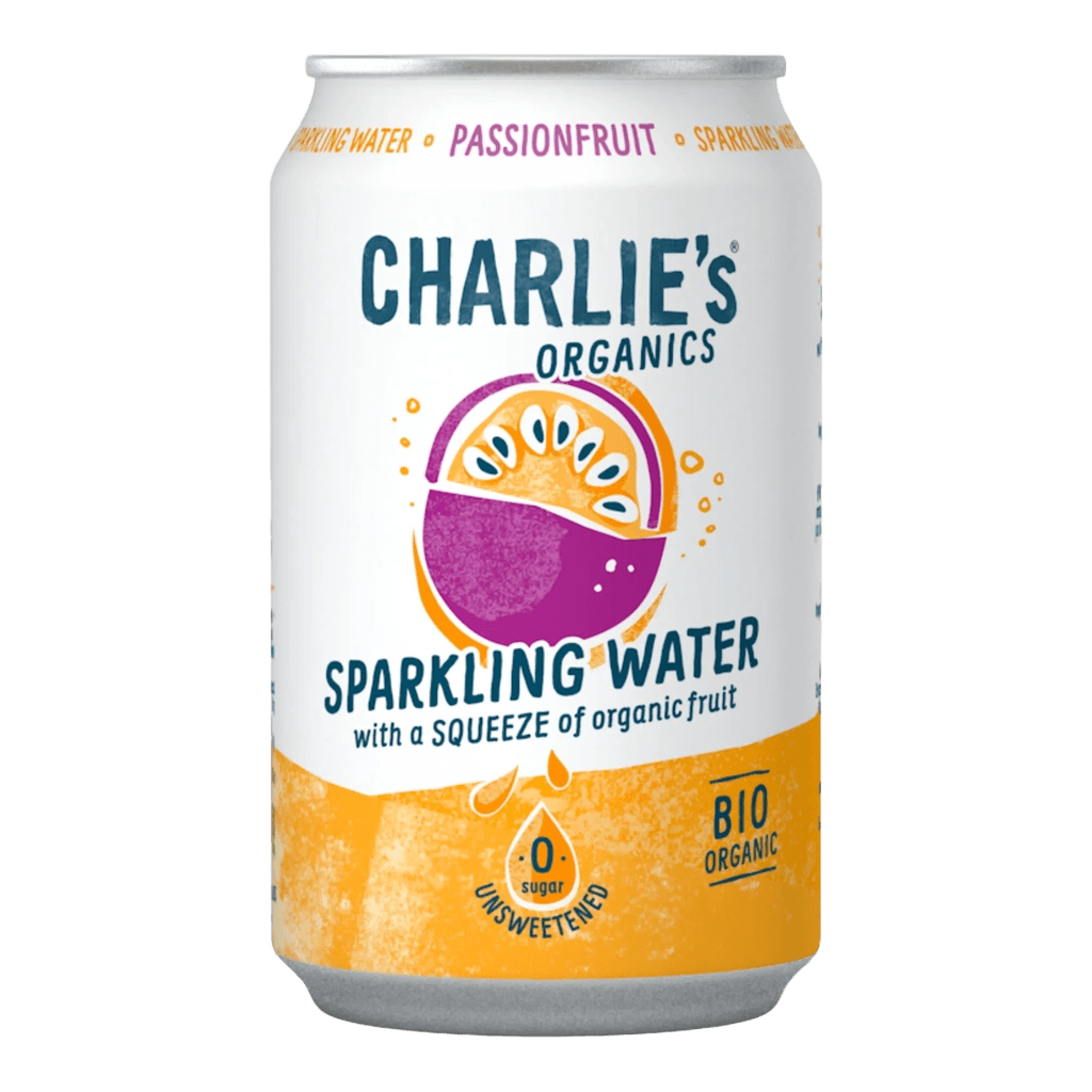 Charlie's Organics Sparkling Water Organic Passionfruit can