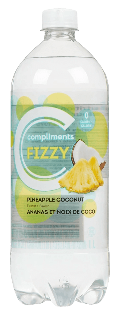 Compliments Fizzy Pineapple Coconut Sparkling Water plastic bottle