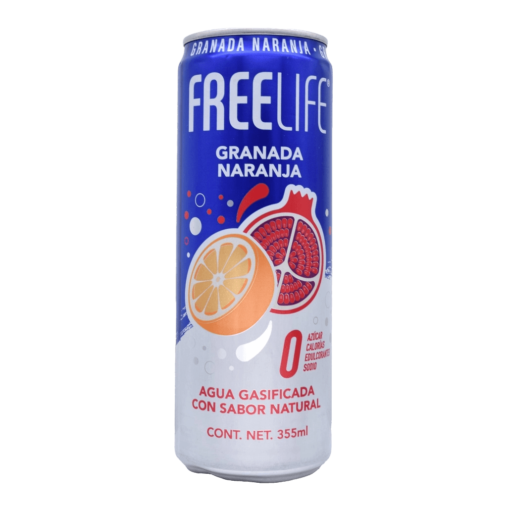 Freelife Agua Gasificada Granada Naranja can