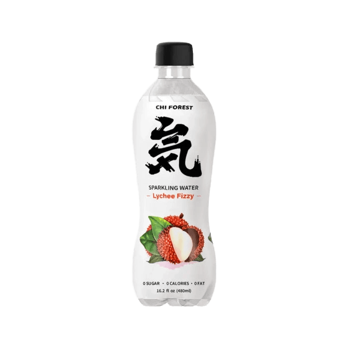Genki Forest Sparkling Water Sugar Free Lychee Fizzy plastic bottle