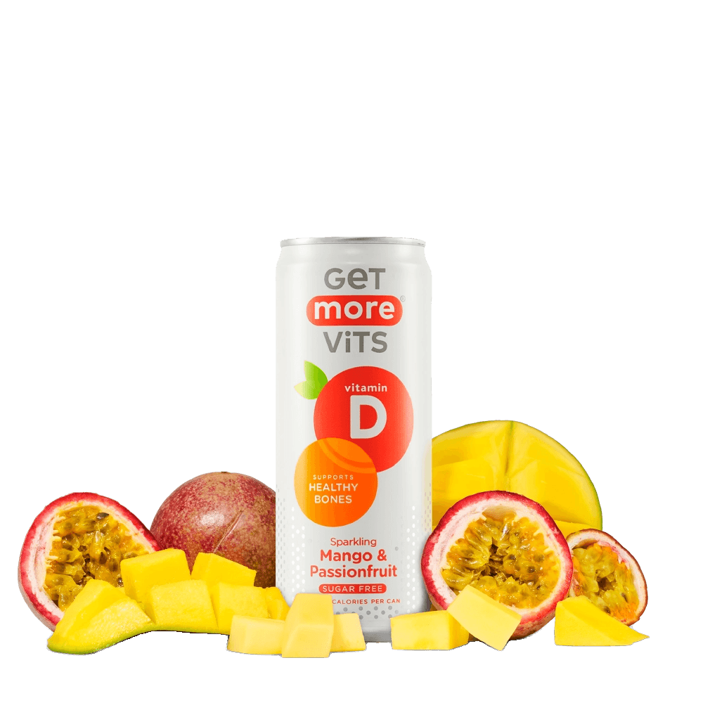 Get More Vits Vitamin D Sparkling Mango & Passionfruit can