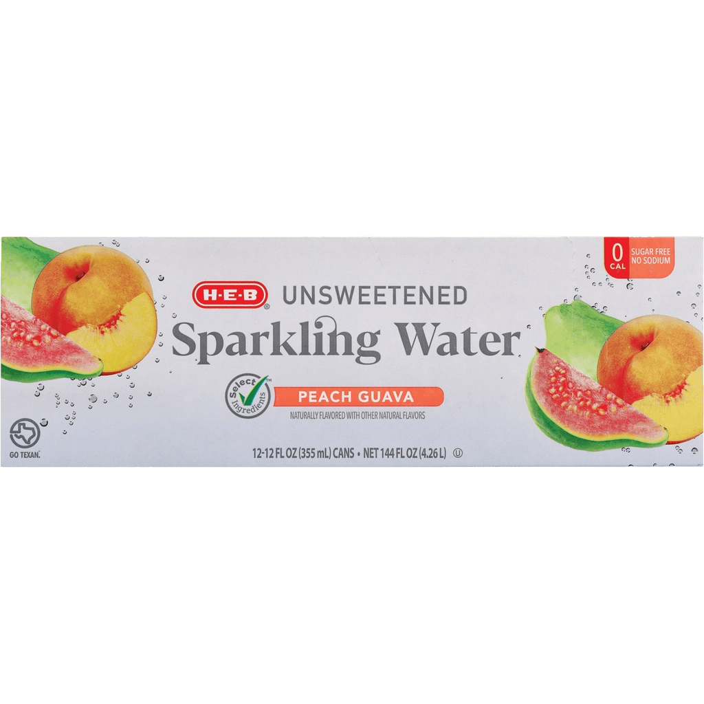 HEB Peach Guava Unsweetened Sparking Water