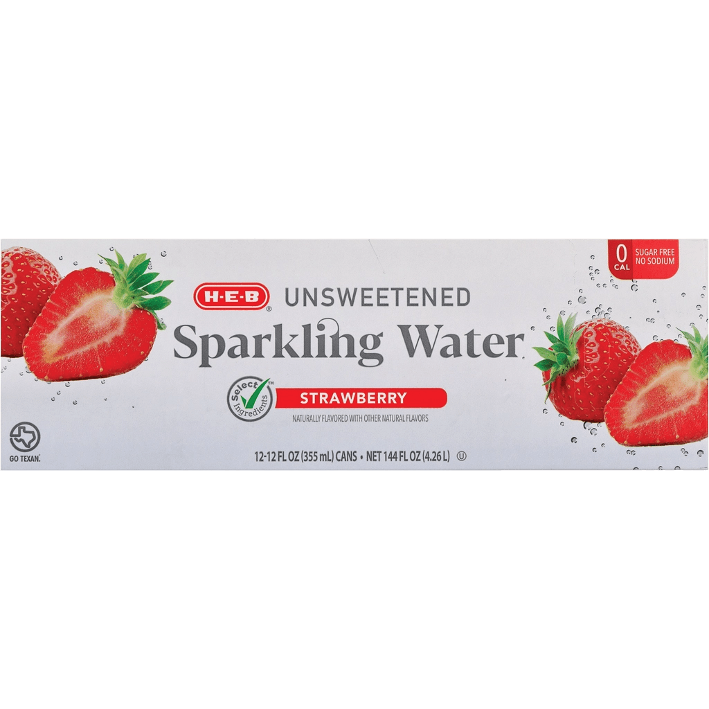 H-E-B Unsweetened Sparkling Water Strawberry