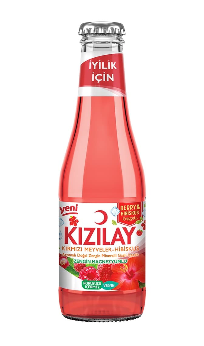 Kızılay Kirmizi Meyveler-Hibiskus Sparkling Water glass bottle