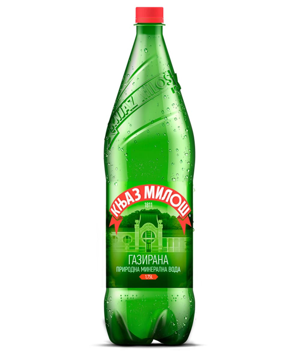 Knjaz Milos Sparkling Mineral Water glass bottle
