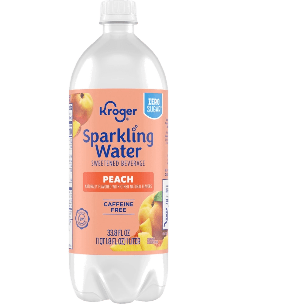 Kroger Sparkling Water Zero Sugar Peach plastic bottle