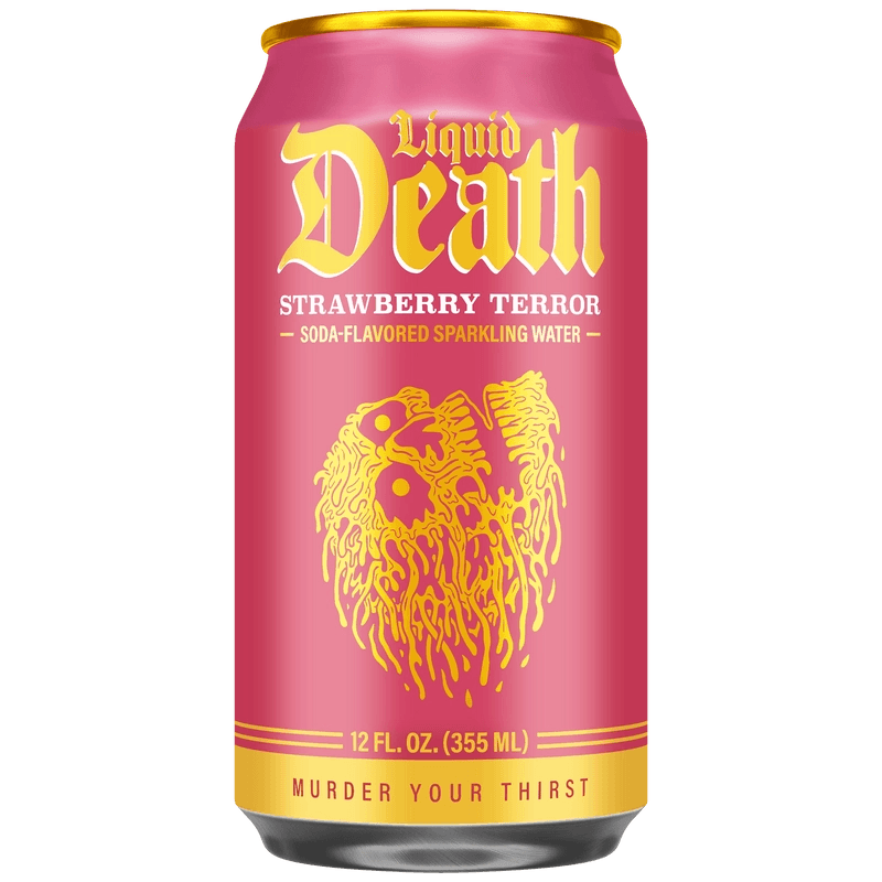 Liquid Death Soda-Flavored Sparkling Water Strawberry Terror can