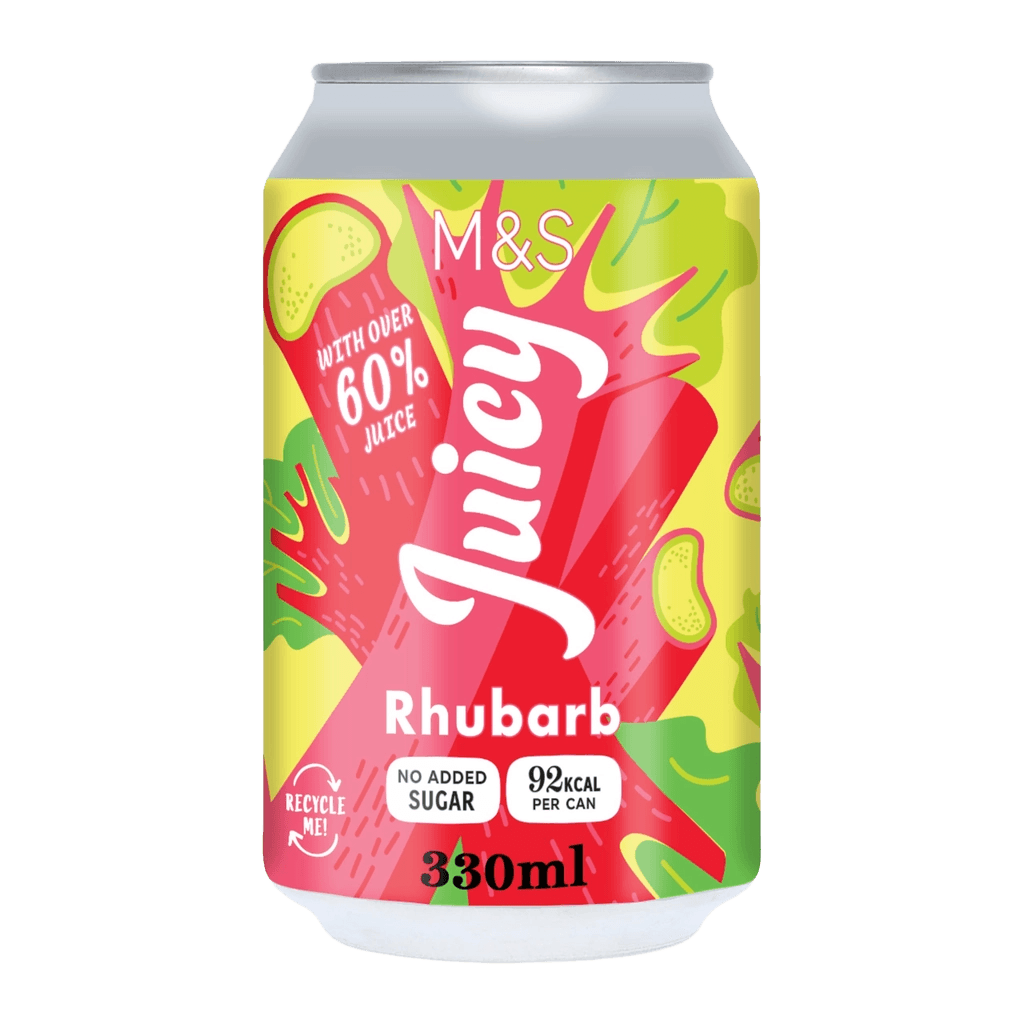 M&S Juicy Rhubarb Sparkling Spring Water and Crisp Apple Juice can