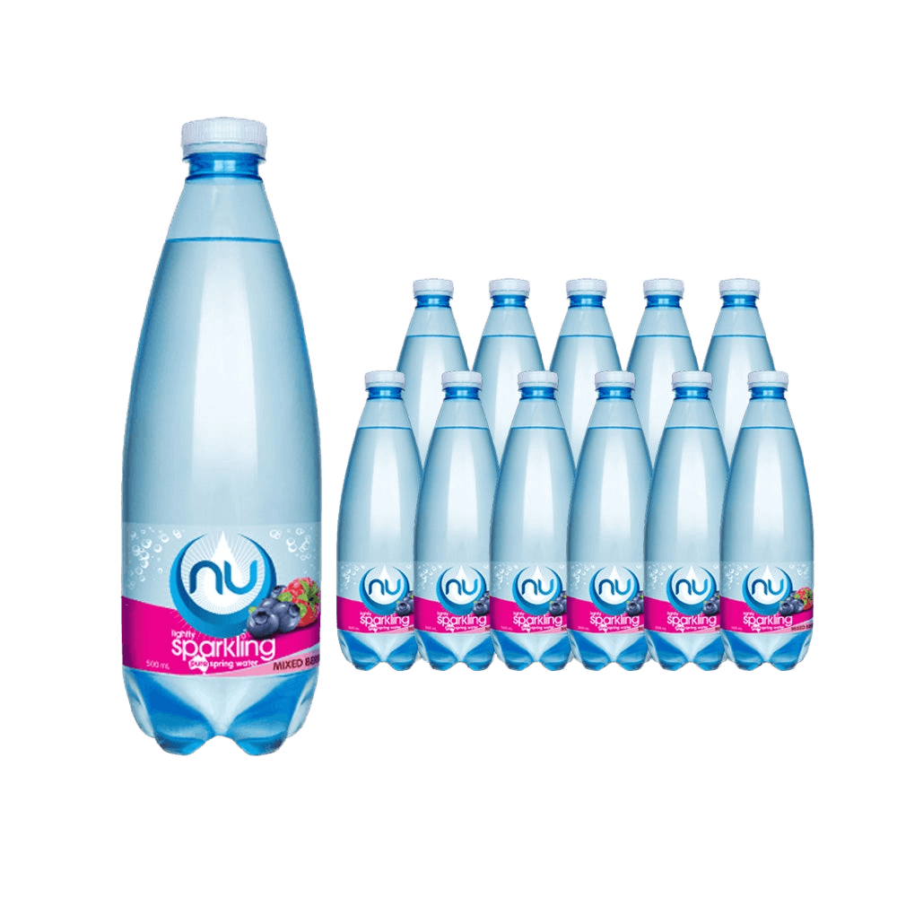 Nu Lightly Sparkling Pure Spring Water Mixed Berry plastic bottle