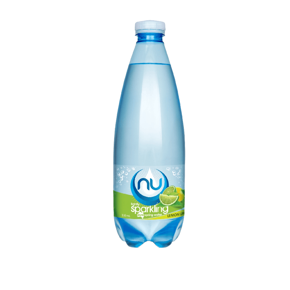 Nu Sparkling Pure Spring Water Lemon Lime plastic bottle