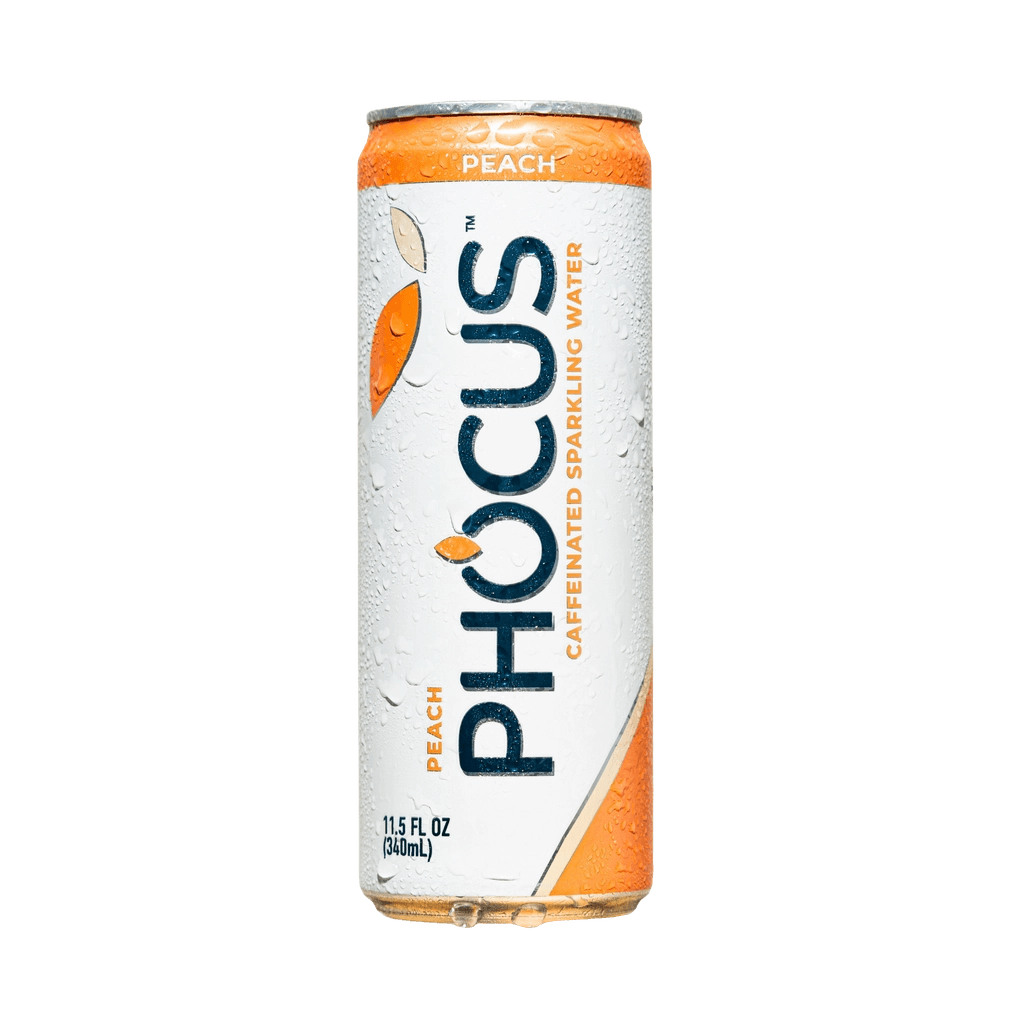Phocus Caffeinated Sparkling Water Peach can