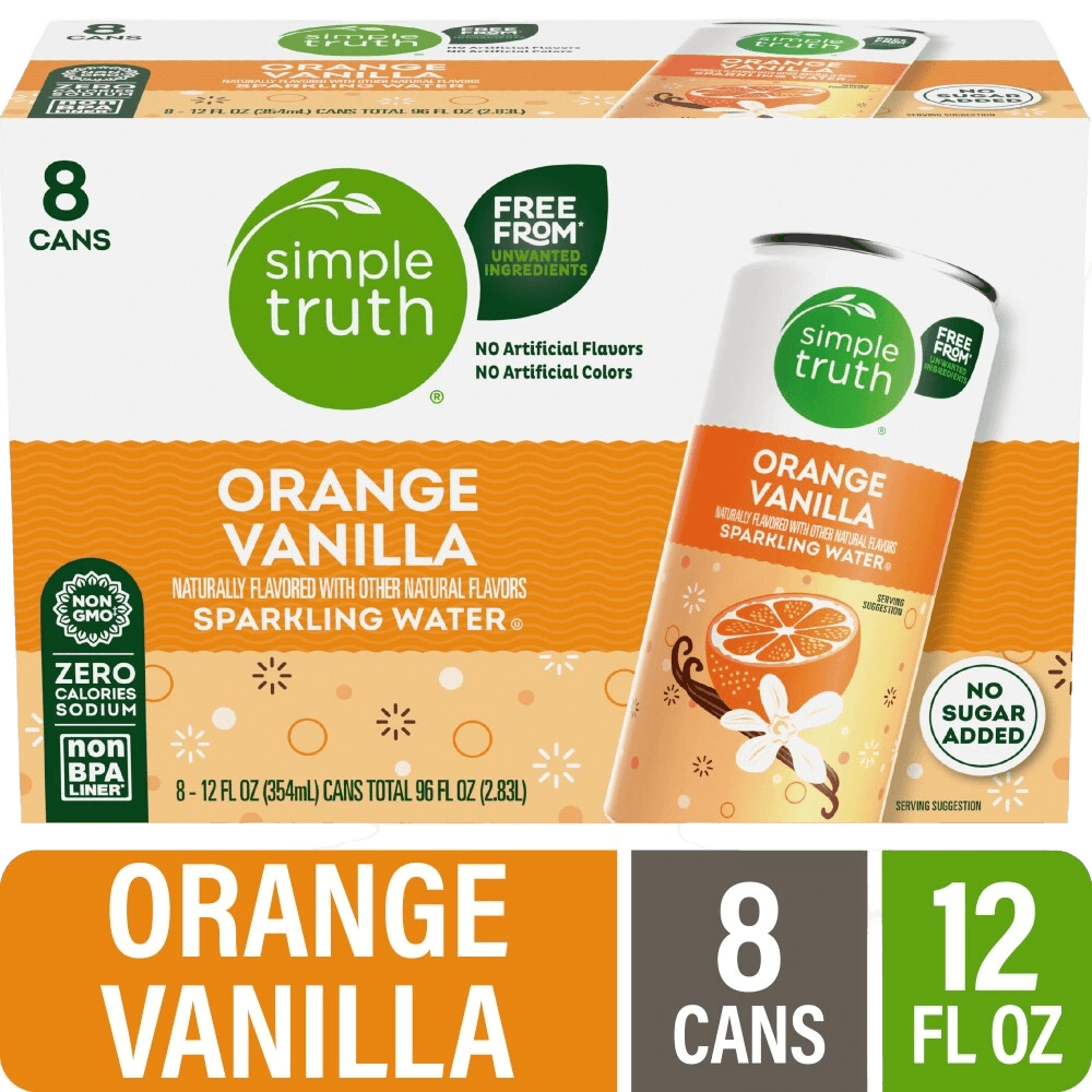 Simple Truth Sparkling Water Non-GMO Orange Vanilla can
