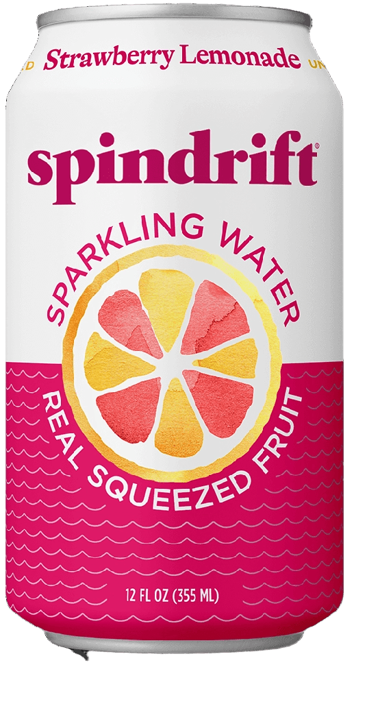 Spindrift Sparkling Water Lemon Limeade, Pink Lemonade, Strawberry Lemonade can