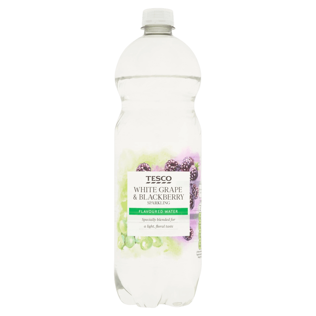 Tesco White Grape & Blackberry Flavoured Spring Water plastic bottle