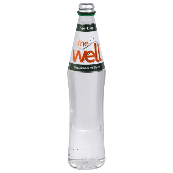 The Well Sparkling Natural Mineral Water glass bottle