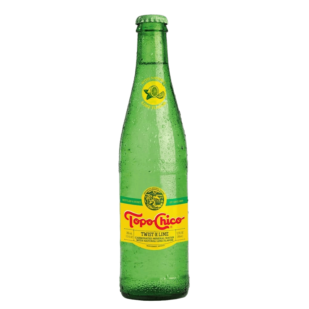 Topo Chico Carbonated Mineral Water Twist of Lime glass bottle