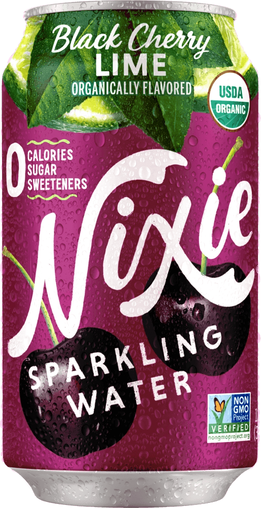 Vixie Sparkling Water Organic Black Cherry Lime can