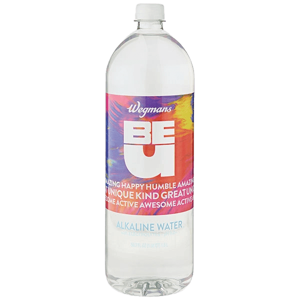 Wegmans BE Alkaline Water with Electrolytes plastic bottle