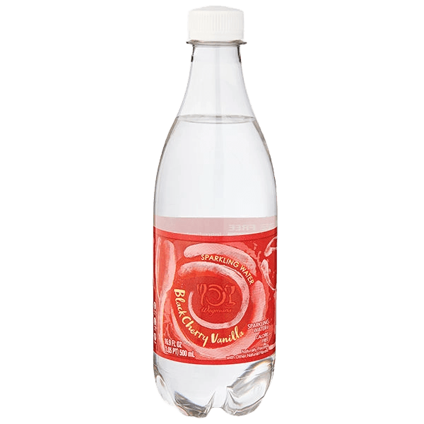 Wegmans Sparkling Water Black Cherry Vanilla plastic bottle