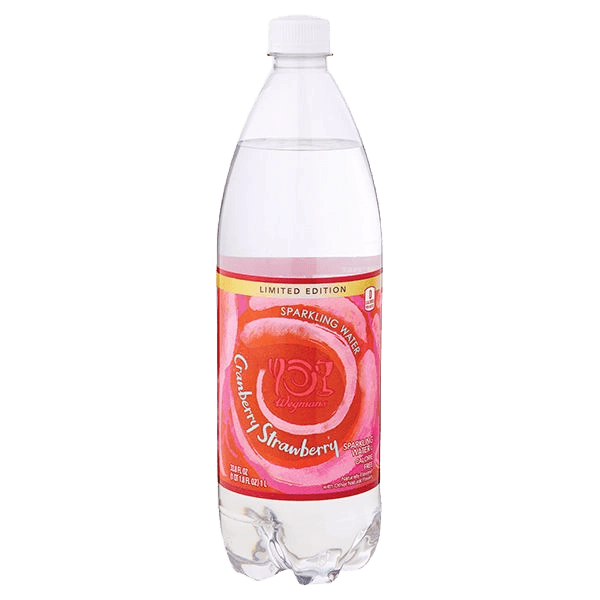 Wegmans Sparkling Water Cranberry Strawberry plastic bottle