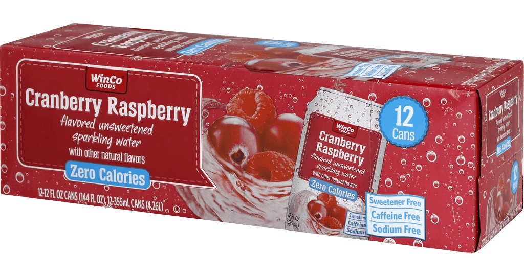 WinCo Foods Flavored Unsweetened Sparkling Water Cranberry Raspberry can