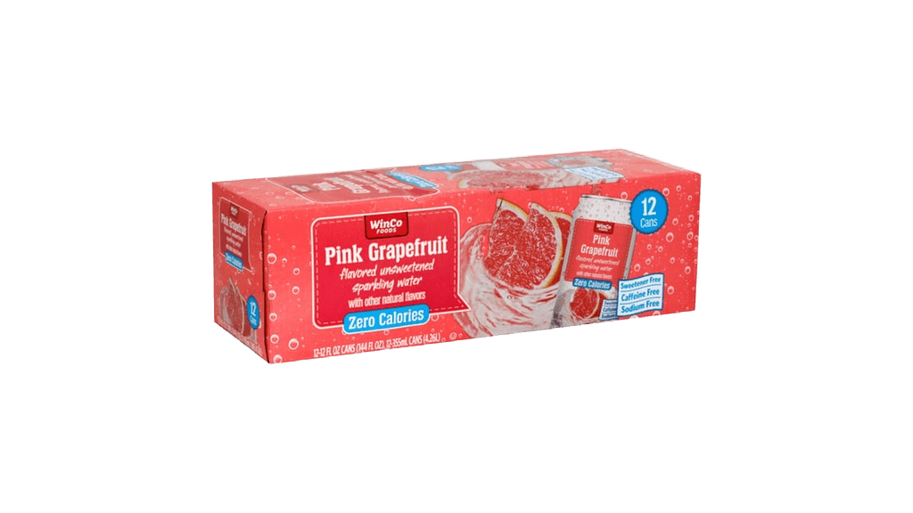 Winco Foods Pink Grapefruit flavored unsweetened sparkling water