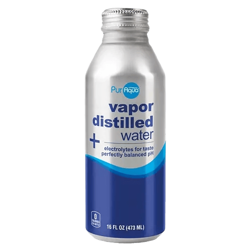 PurAqua Vapor Distilled Water with Electrolytes Aluminum Bottle