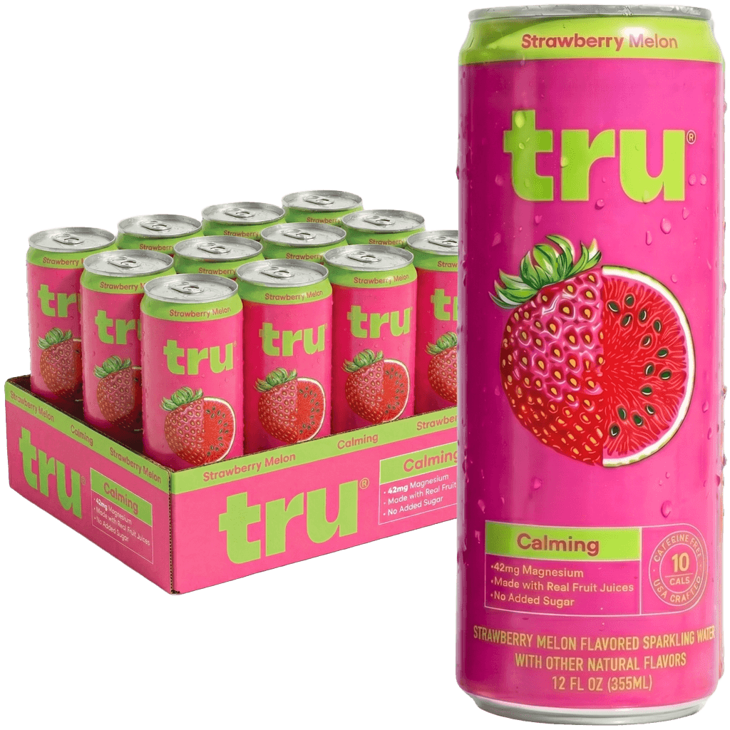 tru Calming Strawberry Melon Sparkling Water can